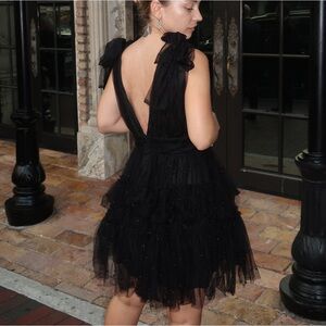 Lulus Black cocktail dress V neck open back